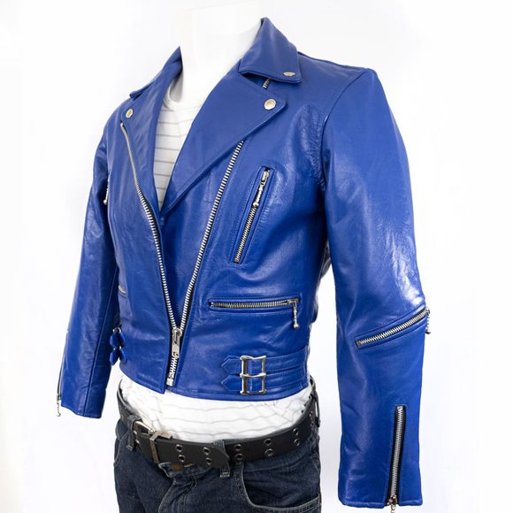 Straight To Hell Defector Leather Jacket -Royal Blue - NWOT - Picture 10 of 13